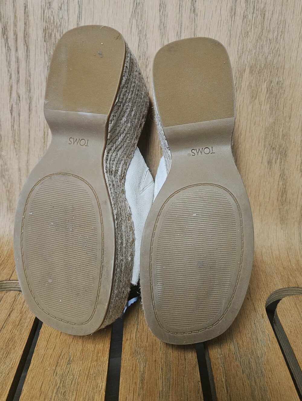 TOMS | Fog Suede Leather Laila Mule Platform Espadrille Sandals Upper Size 7 - Picture 2 of 5